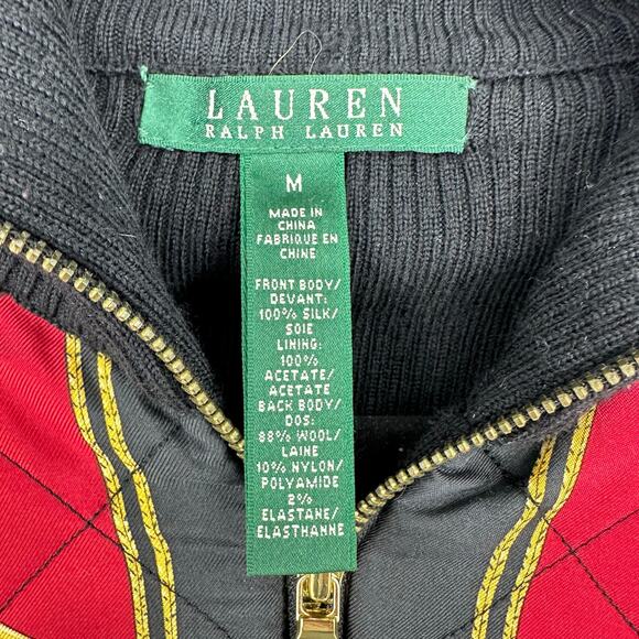 Vintage Ralph Lauren Equestrian Bishop Full Zip Silk Wool Sweater Cardigan M - Picture 4 of 9